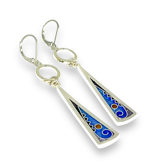 Cloisonné Enameled Long Triangle with Silver Washer - Ice Color Palette