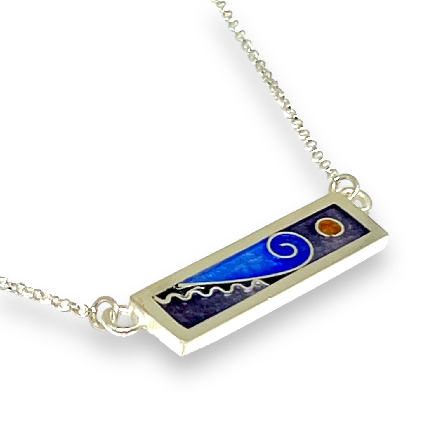 Cloisonné Enameled Rectangle Necklace-Ice Color Palette