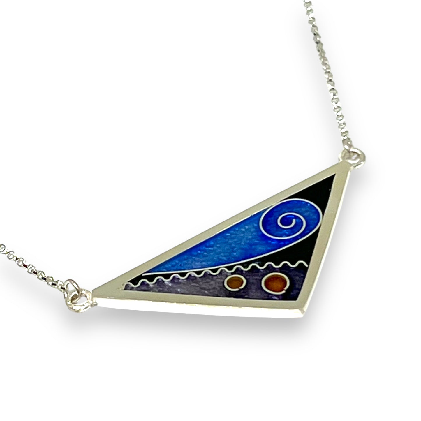 Cloisonné Enameled Large Triangle Necklace-Ice Color Palette