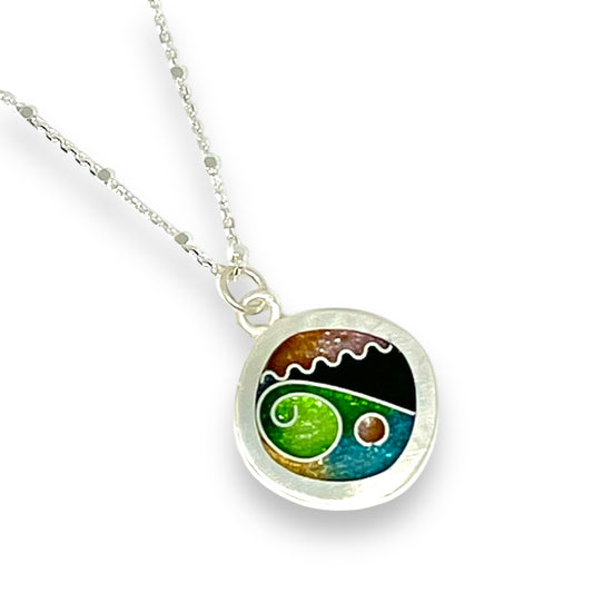 Cloisonné Enameled Square Pendant - Meadow Color Palette