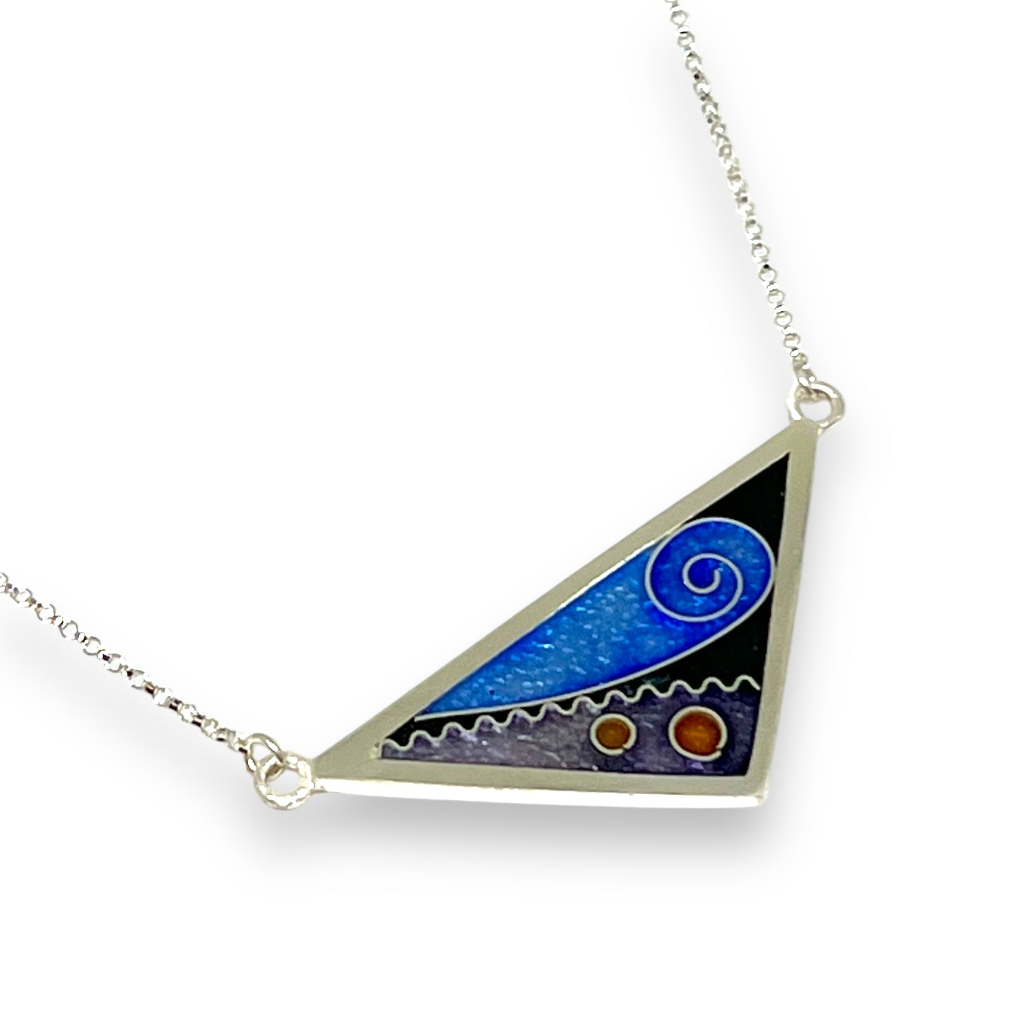 Cloisonné Enameled Large Triangle Necklace-Ice Color Palette