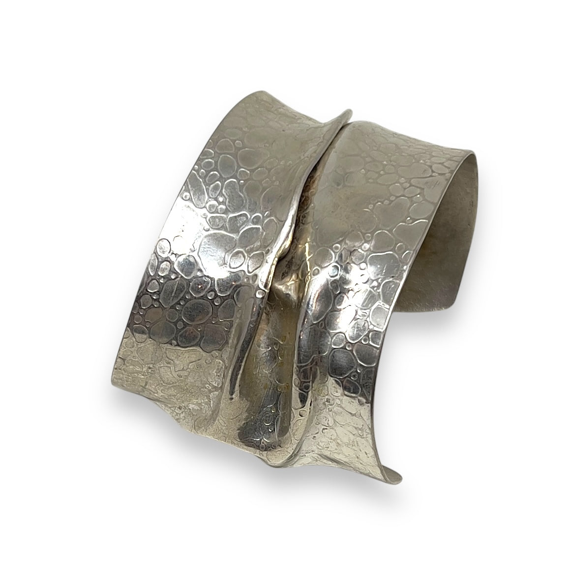 Sterling Silver Wide Bubbles Cuff Bracelet