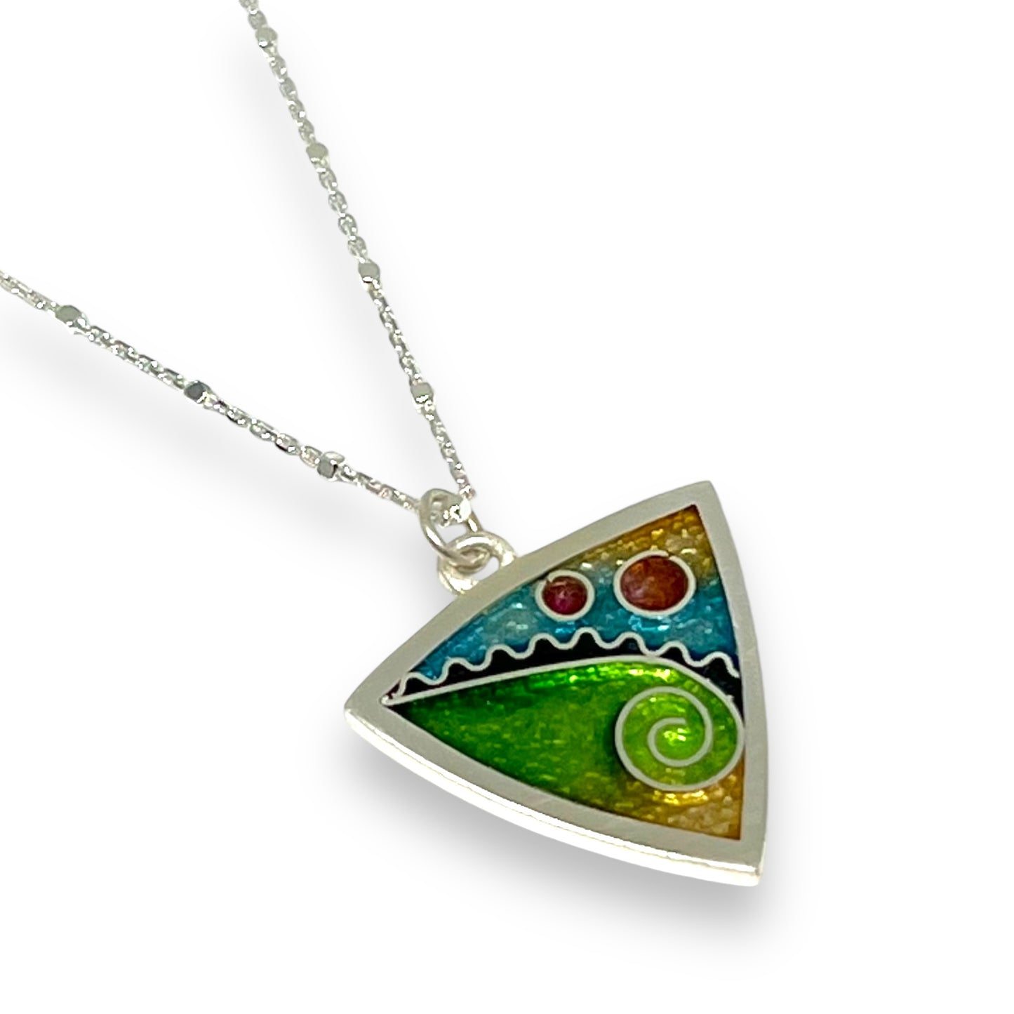 Cloisonné Enameled Triangle Pendant-Meadow Color Palette