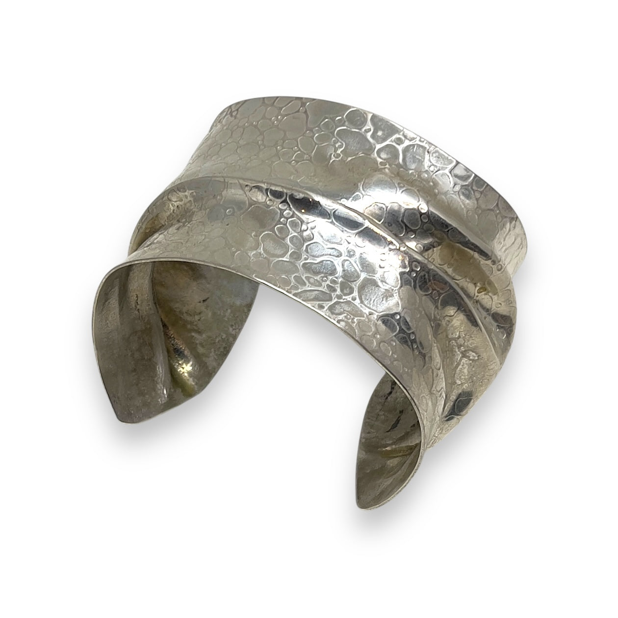 Sterling Silver Wide Bubbles Cuff Bracelet