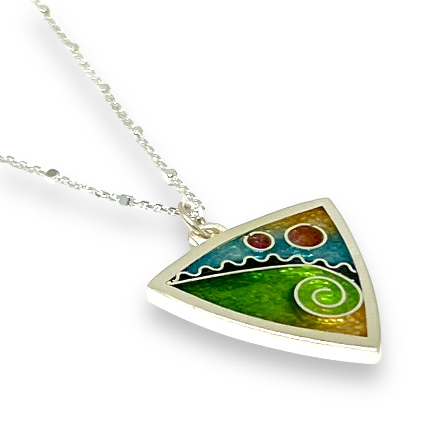 Cloisonné Enameled Triangle Pendant-Meadow Color Palette