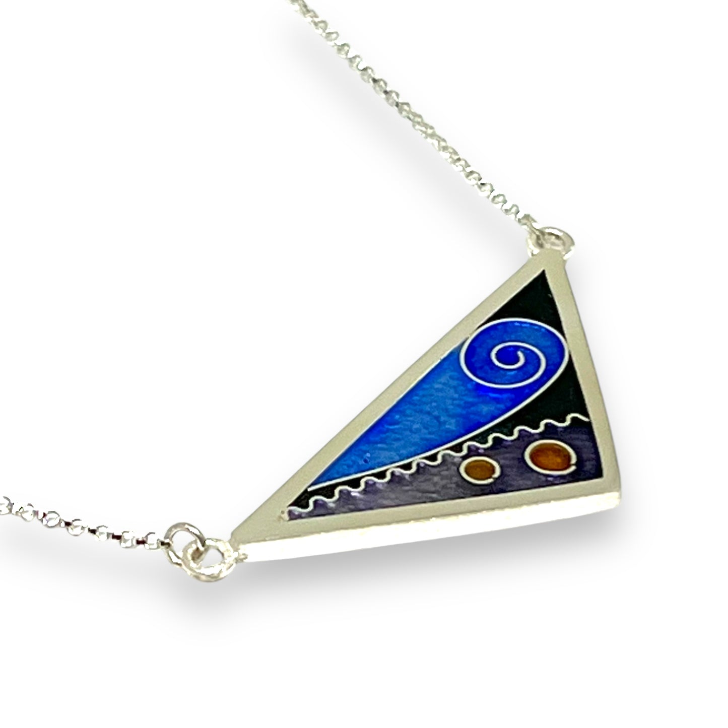 Cloisonné Enameled Large Triangle Necklace-Ice Color Palette