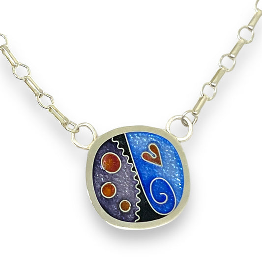 Cloisonné Enameled Large Square Necklace-Ice Color Palette