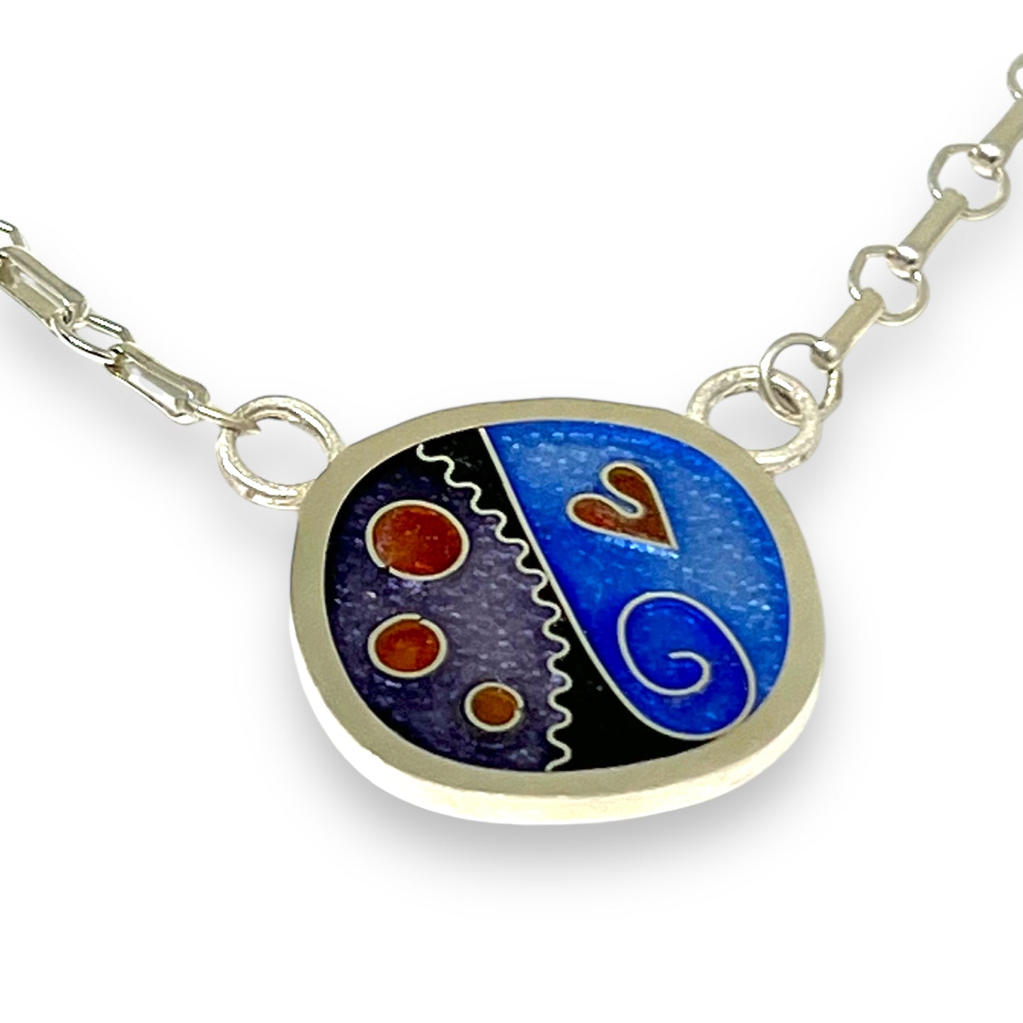 Cloisonné Enameled Large Square Necklace-Ice Color Palette