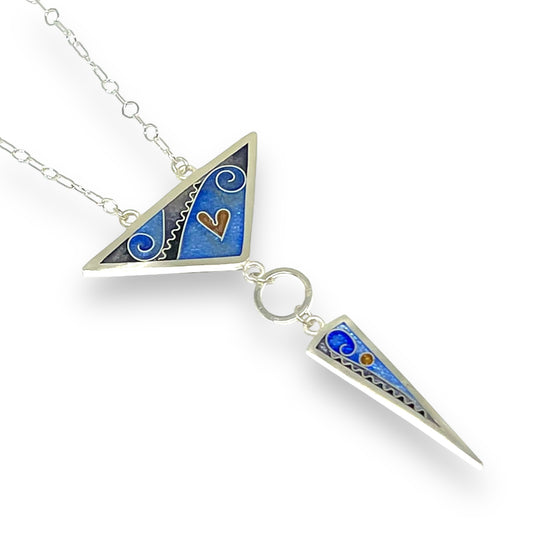 Cloisonné Enameled Large Triangle/Long Triangle Necklace - Ice Color Palette