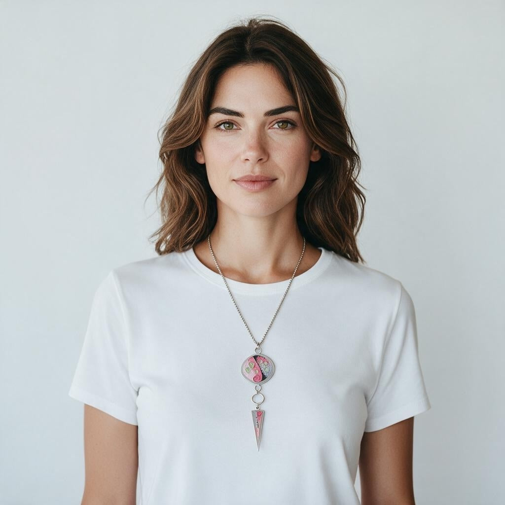 Large Square/Long Triangle Pendant - Cherry Blossom Color Palette