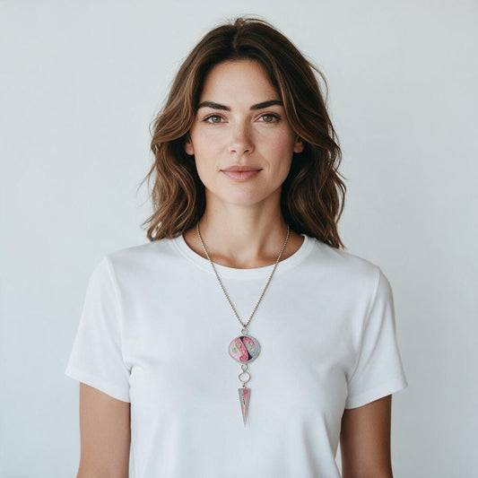 Large Square/Long Triangle Pendant - Cherry Blossom Color Palette