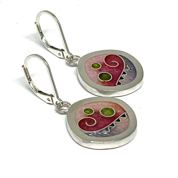 Square Hanging Earrings (Cherry Blossom)