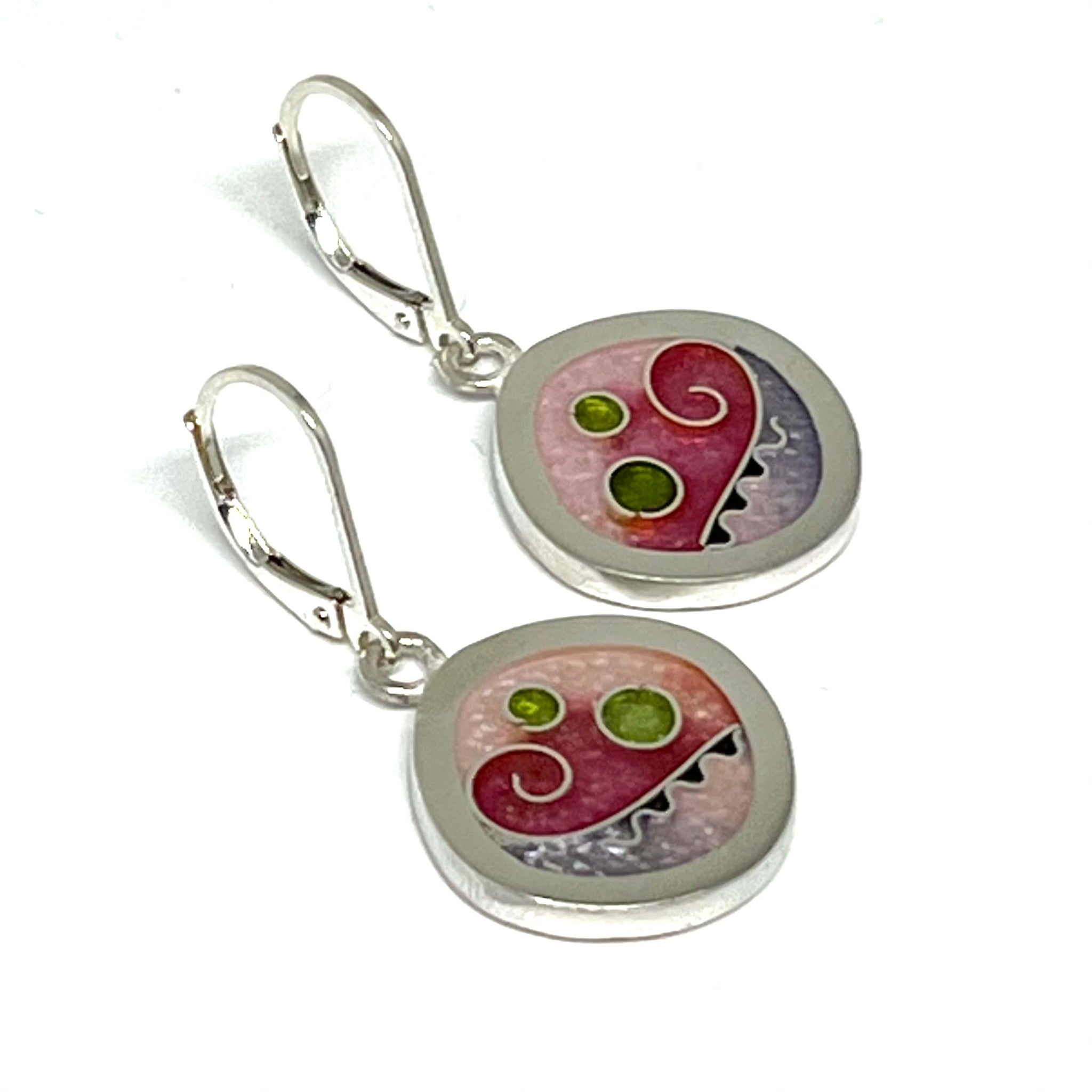 Square Hanging Earrings (Cherry Blossom)