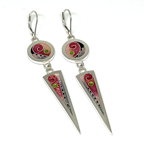 Circle/Long Triangle Earrings (Cherry Blossom)