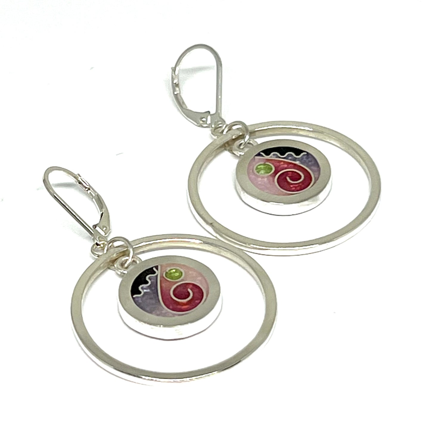 Cloisonne Hoop Earrings - Cherry Blossom Color Palette