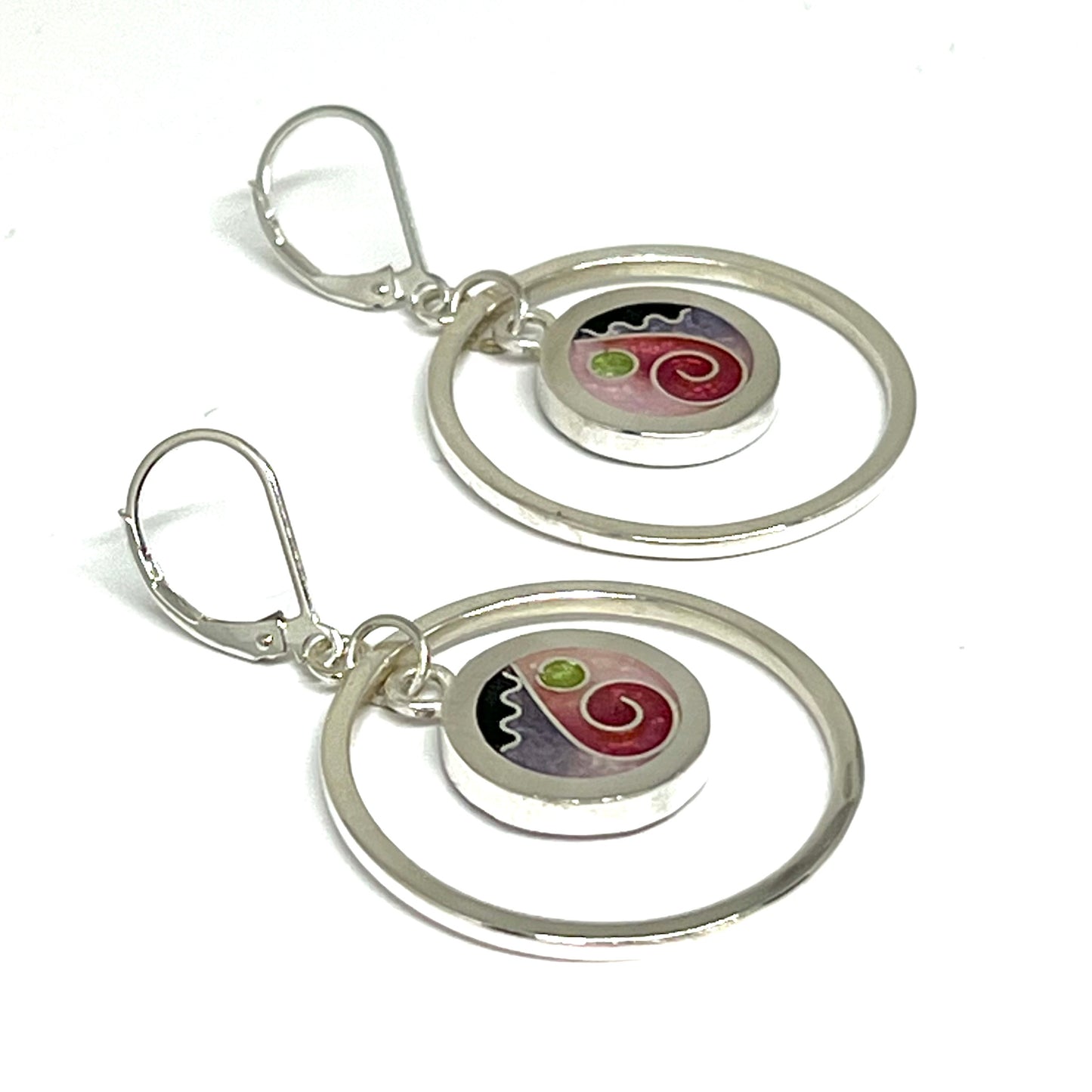 Cloisonne Hoop Earrings - Cherry Blossom Color Palette